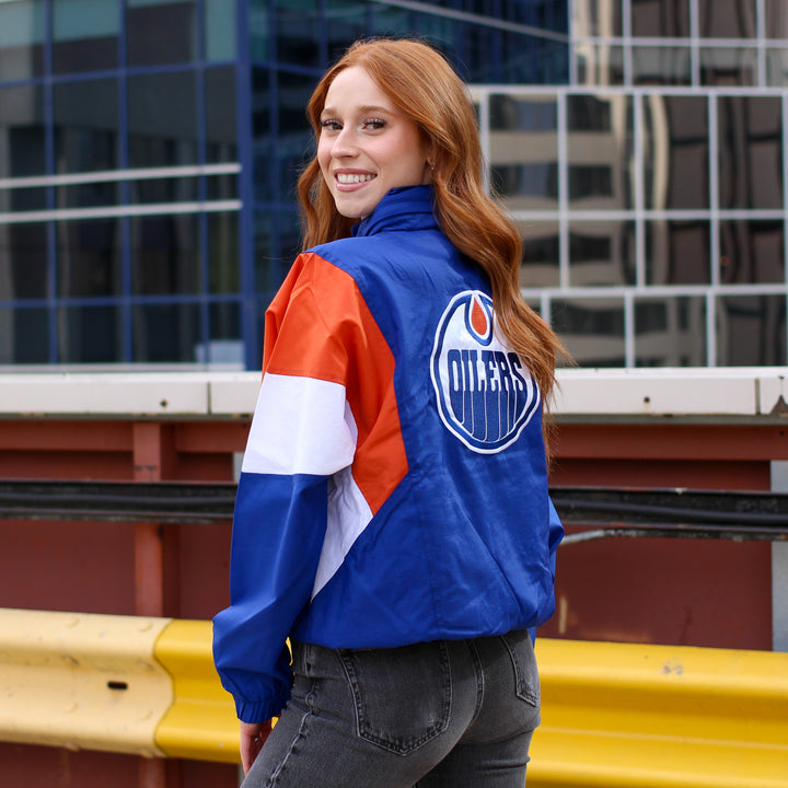 Edmonton Oilers Women's Starter Royal Zone Blitz Half-Zip Jacket