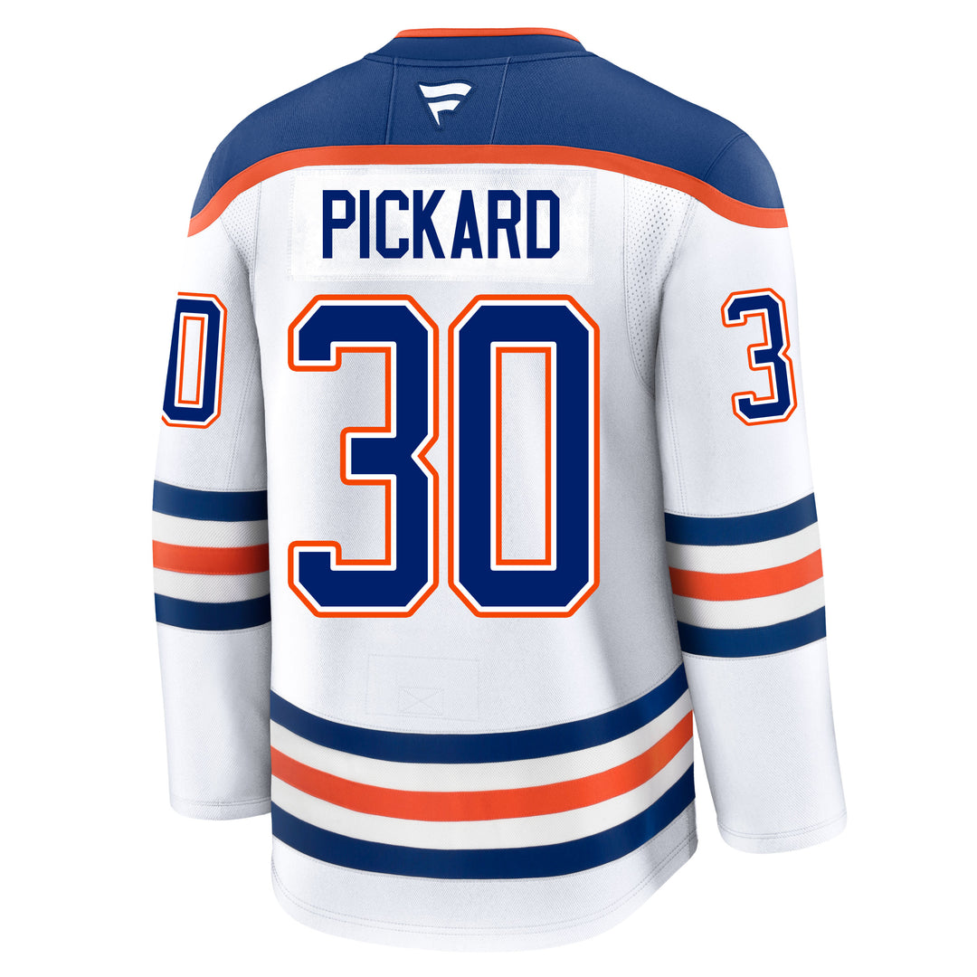 Calvin Pickard Edmonton Oilers Fanatics Premium White Away Jersey