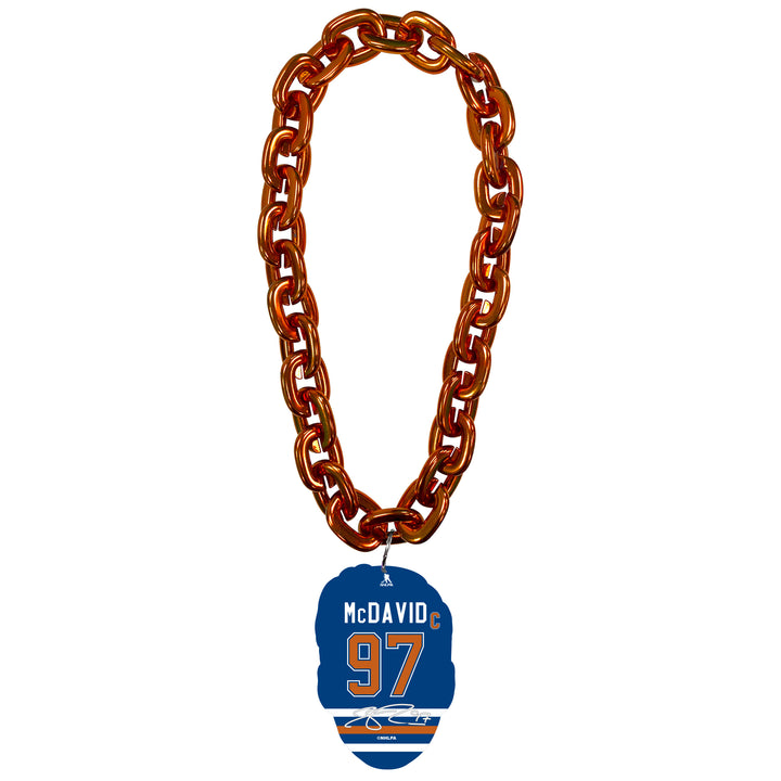 Connor McDavid Edmonton Oilers Orange Player Face Fan Chain Necklace