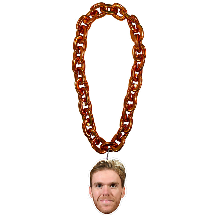 Connor McDavid Edmonton Oilers Orange Player Face Fan Chain Necklace