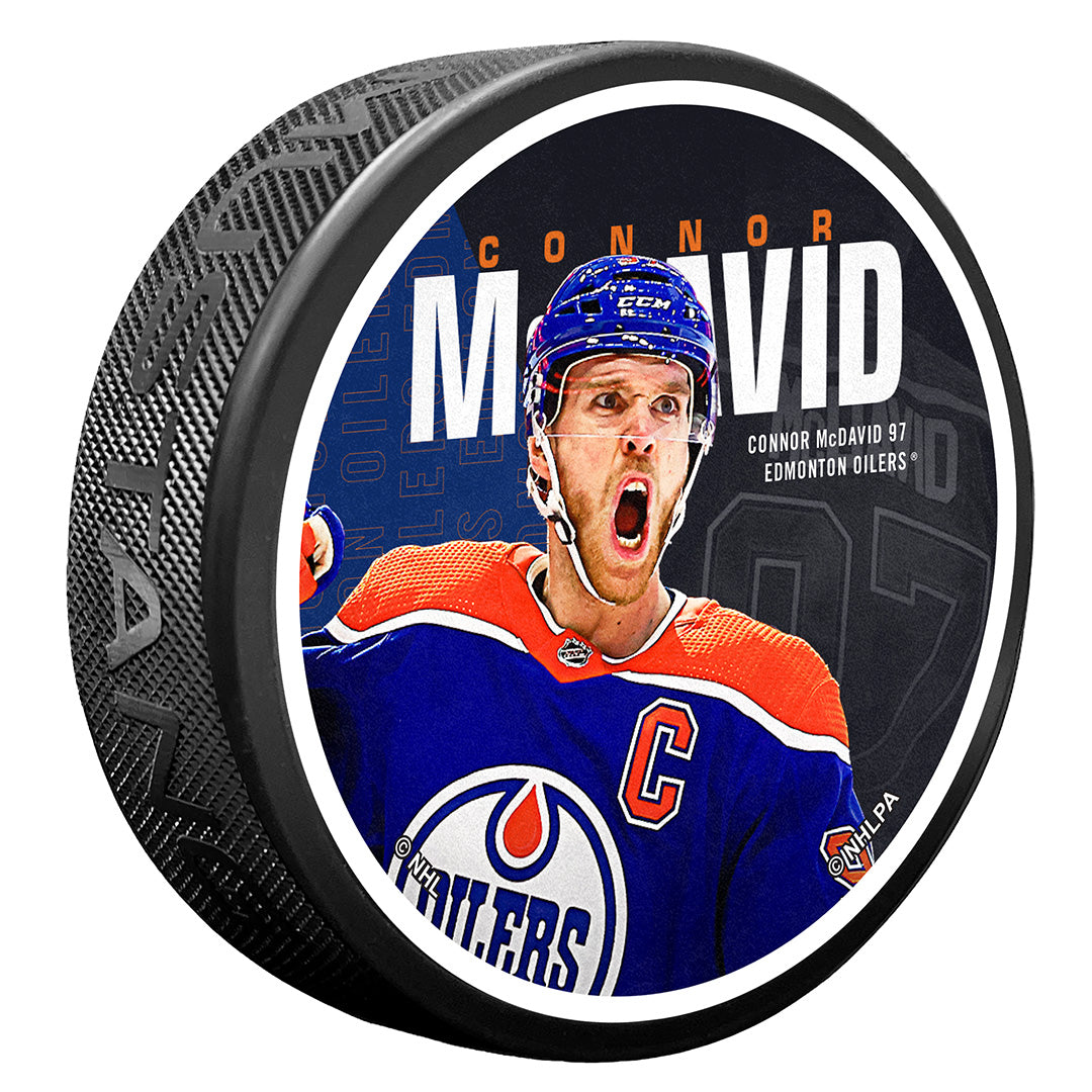 Connor McDavid Edmonton Oilers Textured Centerfold Puck