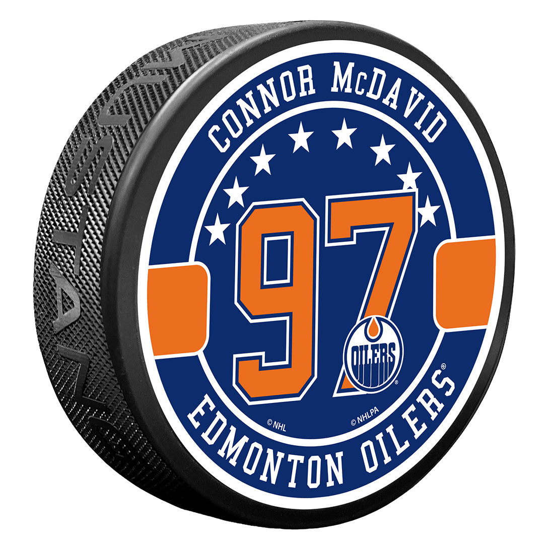 Connor McDavid Edmonton Oilers Textured First Star Puck