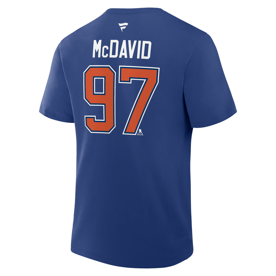 Connor McDavid Edmonton Oilers 2025-26 Name & Number Blue T-Shirt