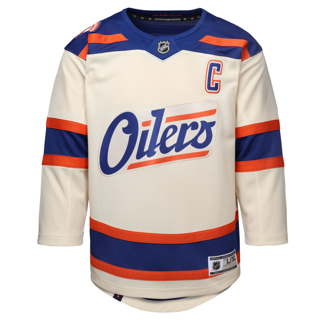Connor McDavid Edmonton Oilers Kids Cream Alternate Jersey