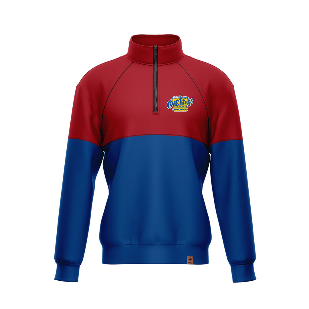 Edmonton Oil Kings Bardown Two-Tone Red & Blue Half-Zip Sweatshirt