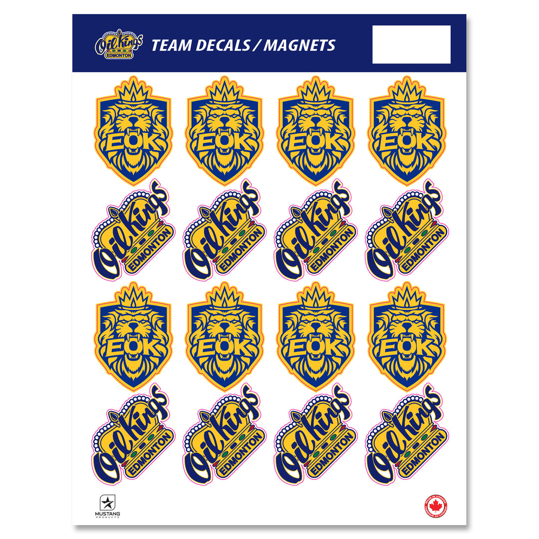 Edmonton Oil Kings Multi Logo 8" x 11" Decal Sheet