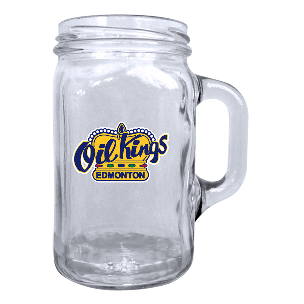 Edmonton Oil Kings Primary Logo 16 oz Mason Jar Glass