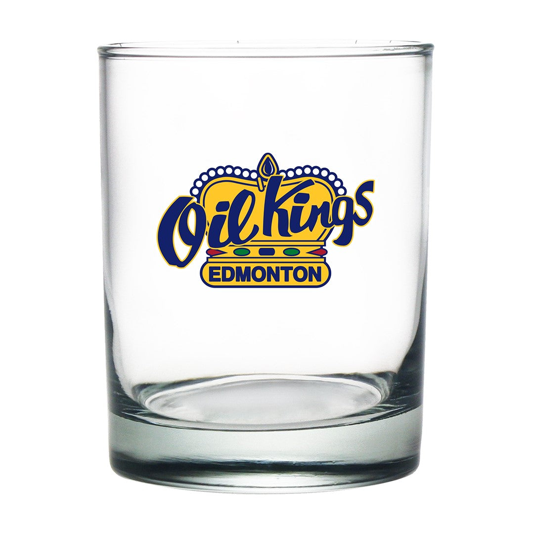 Edmonton Oil Kings Primary Logo Rocks Glass