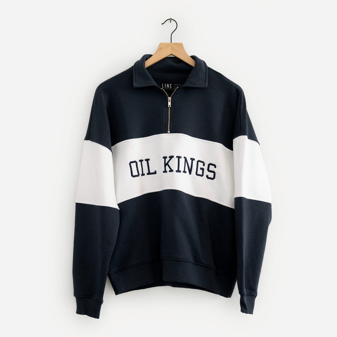 Edmonton Oil Kings Unisex Line Change Navy Team Pullover Half-Zip Sweatshirt