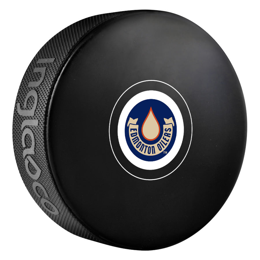 Edmonton Oilers Heritage Classic Logo Autograph Puck