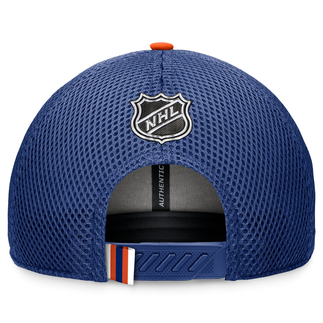 Edmonton Oilers Fanatics Blue 2024 NHL Draft Pro On Stage Snapback Mesh Hat