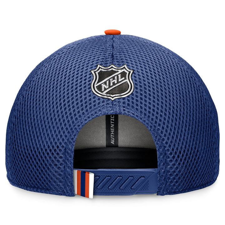 Edmonton Oilers Fanatics Blue 2024 NHL Draft Pro On Stage Snapback Mesh Hat