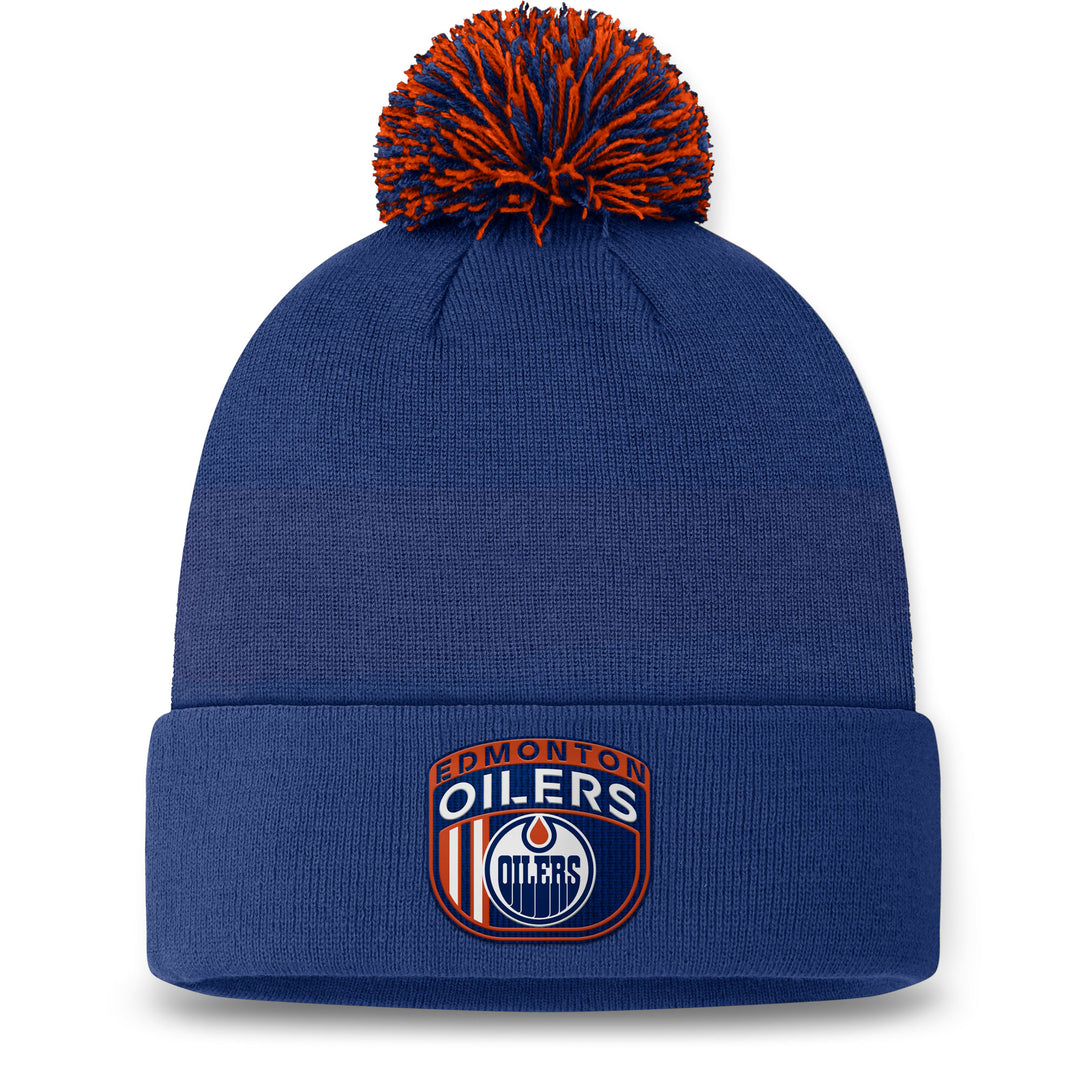 Edmonton Oilers Fanatics Blue 2024 NHL Draft Cuffed Knit Toque w/ Pom