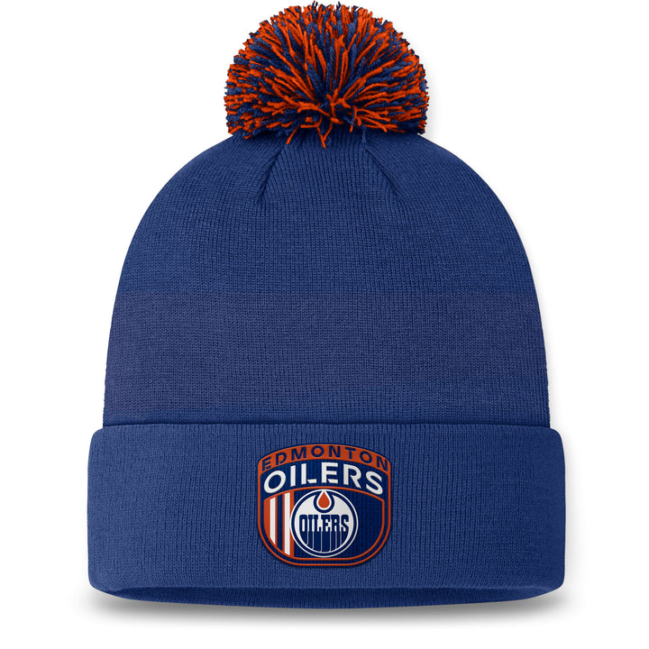 Edmonton Oilers Fanatics Blue 2024 NHL Draft Cuffed Knit Toque w/ Pom