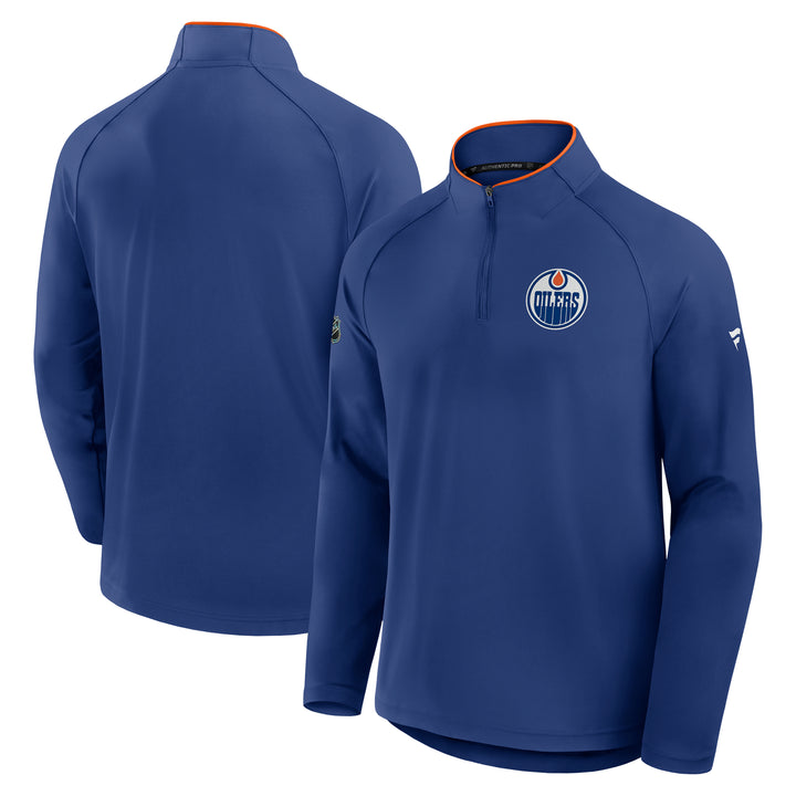 Edmonton Oilers 2025-26 Fanatics Authentic Pro Blue Rink Half-Zip Sweatshirt