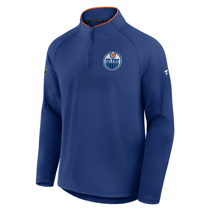 Edmonton Oilers 2025-26 Fanatics Authentic Pro Blue Rink Half-Zip Sweatshirt