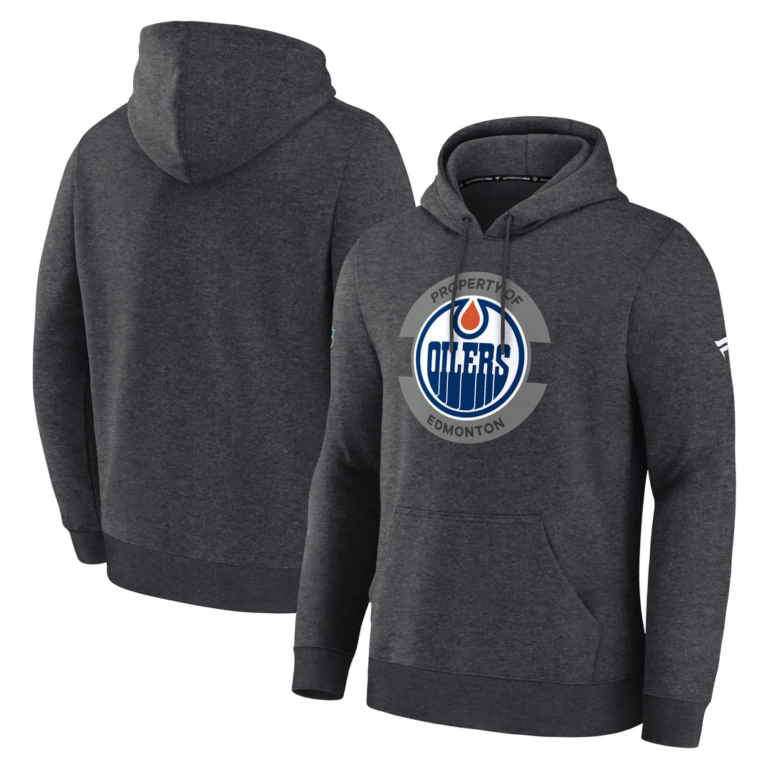 Edmonton Oilers 2025-26 Fanatics Authentic Pro Fleece Grey Pullover Hoodie