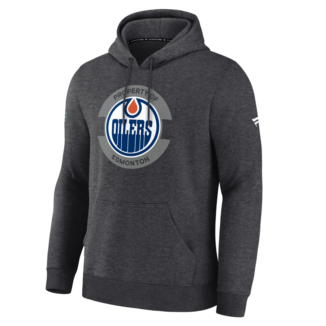 Edmonton Oilers 2025-26 Fanatics Authentic Pro Fleece Grey Pullover Hoodie