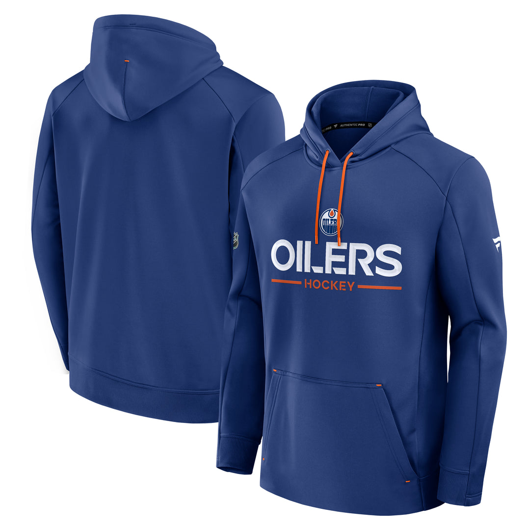 Edmonton Oilers 2025-26 Fanatics Authentic Pro Pullover Blue Rink Side Hoodie