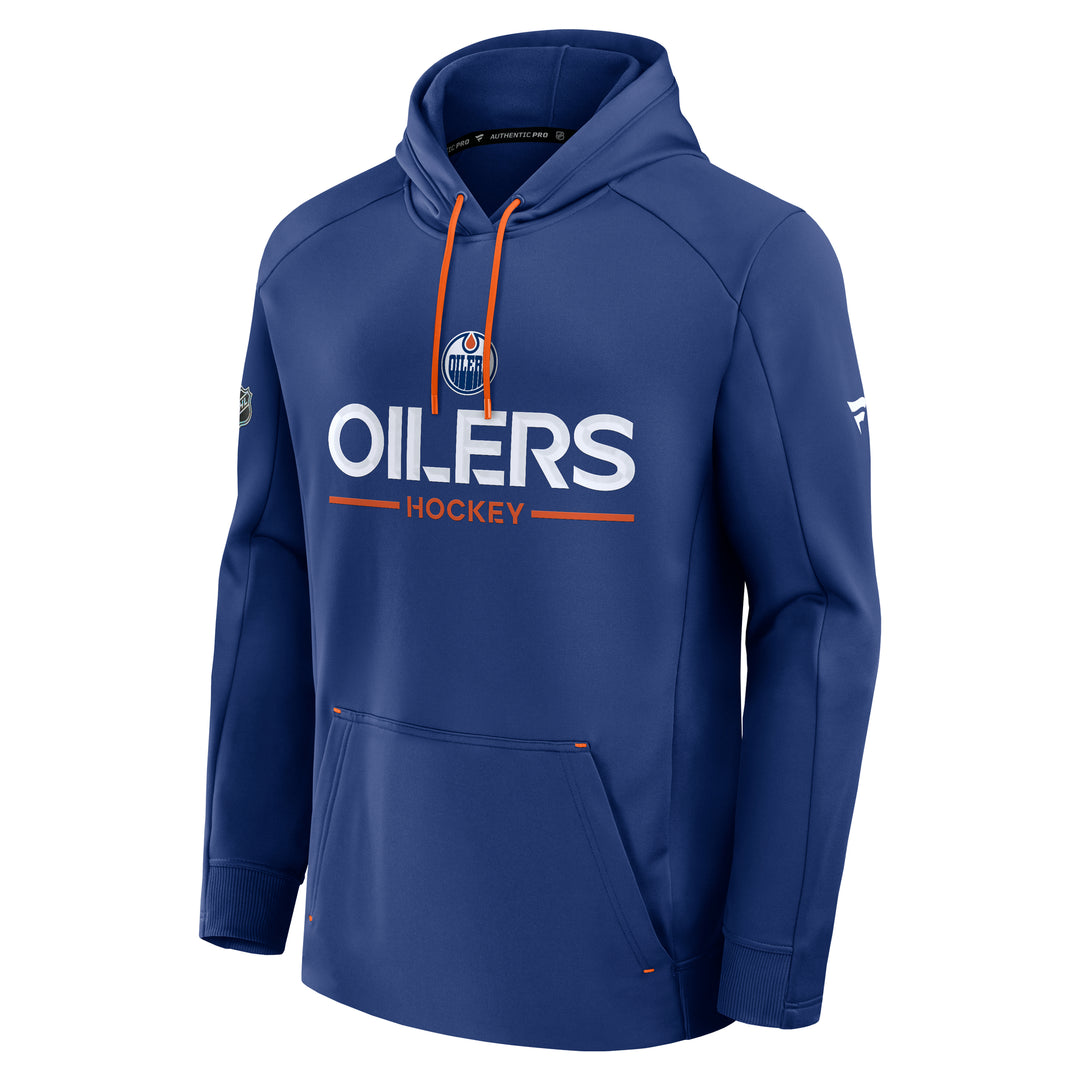 Edmonton Oilers 2025-26 Fanatics Authentic Pro Pullover Blue Rink Side Hoodie