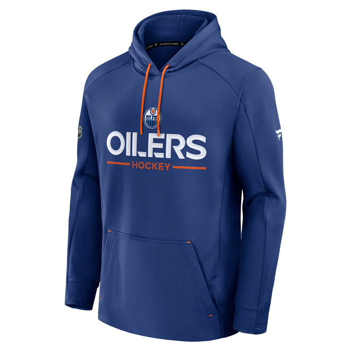 Edmonton Oilers 2025-26 Fanatics Authentic Pro Pullover Blue Rink Side Hoodie