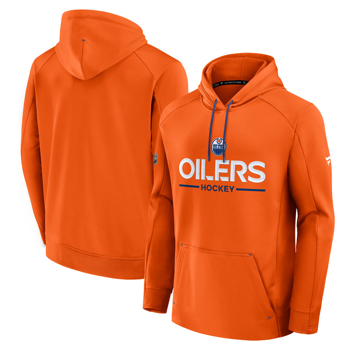 Edmonton Oilers 2025-26 Fanatics Authentic Pro Pullover Orange Rink Side Hoodie