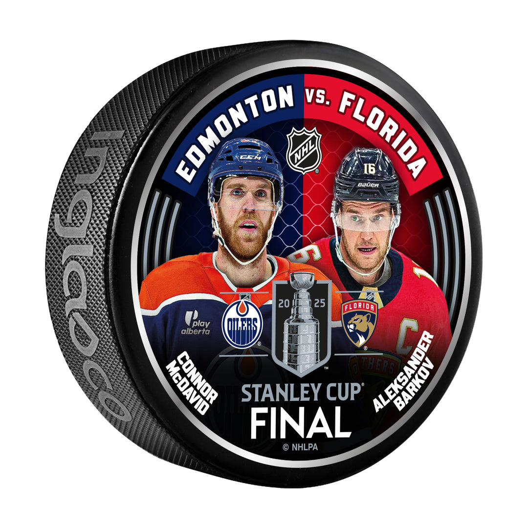 Edmonton Oilers 2025 Stanley Cup Playoffs Captains Match Up Puck - Stanley Cup Final - Connor McDavid vs Aleksander Barkov