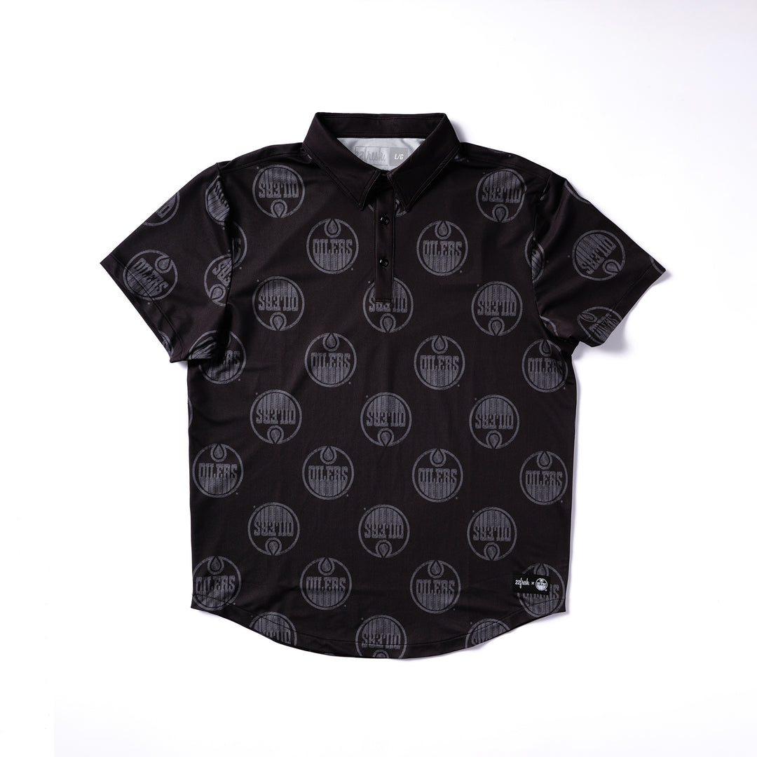 Edmonton Oilers 22Fresh Black All Over Logo Polo
