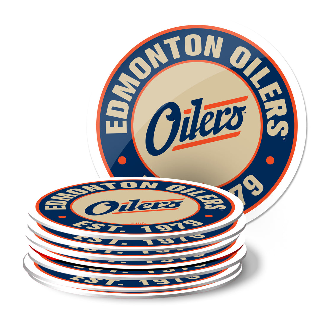 Edmonton Oilers Alternate Logo Puck Design 8-Pack Coaster Set