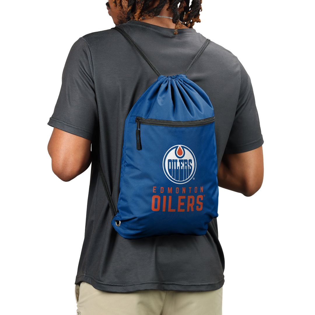 Edmonton Oilers Blue Big Logo Wordmark Drawstring Bag