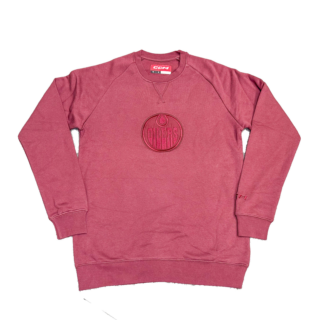 Edmonton Oilers CCM Maroon Acai Fleece Crewneck Sweatshirt