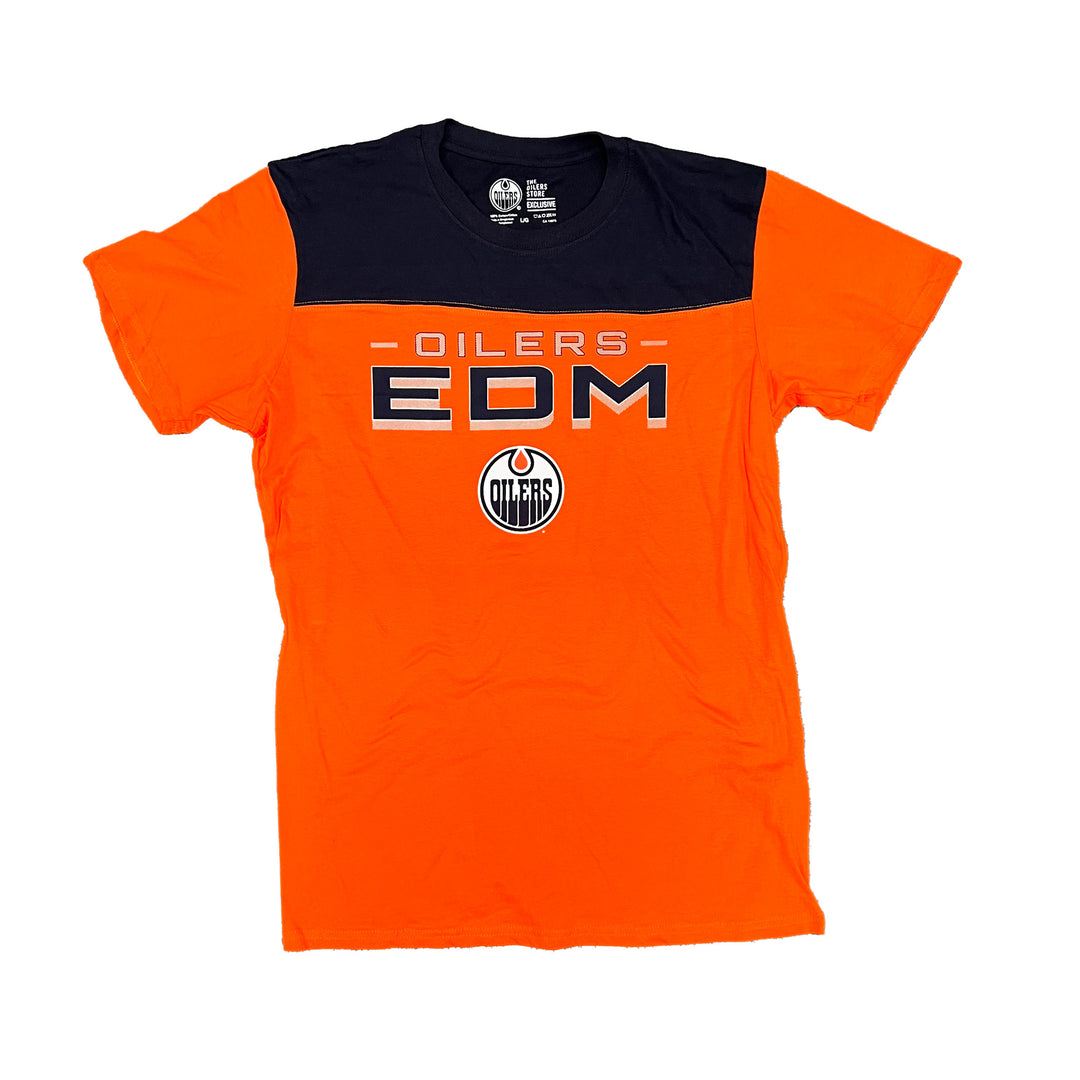 Edmonton Oilers Orange Color Block T-Shirt