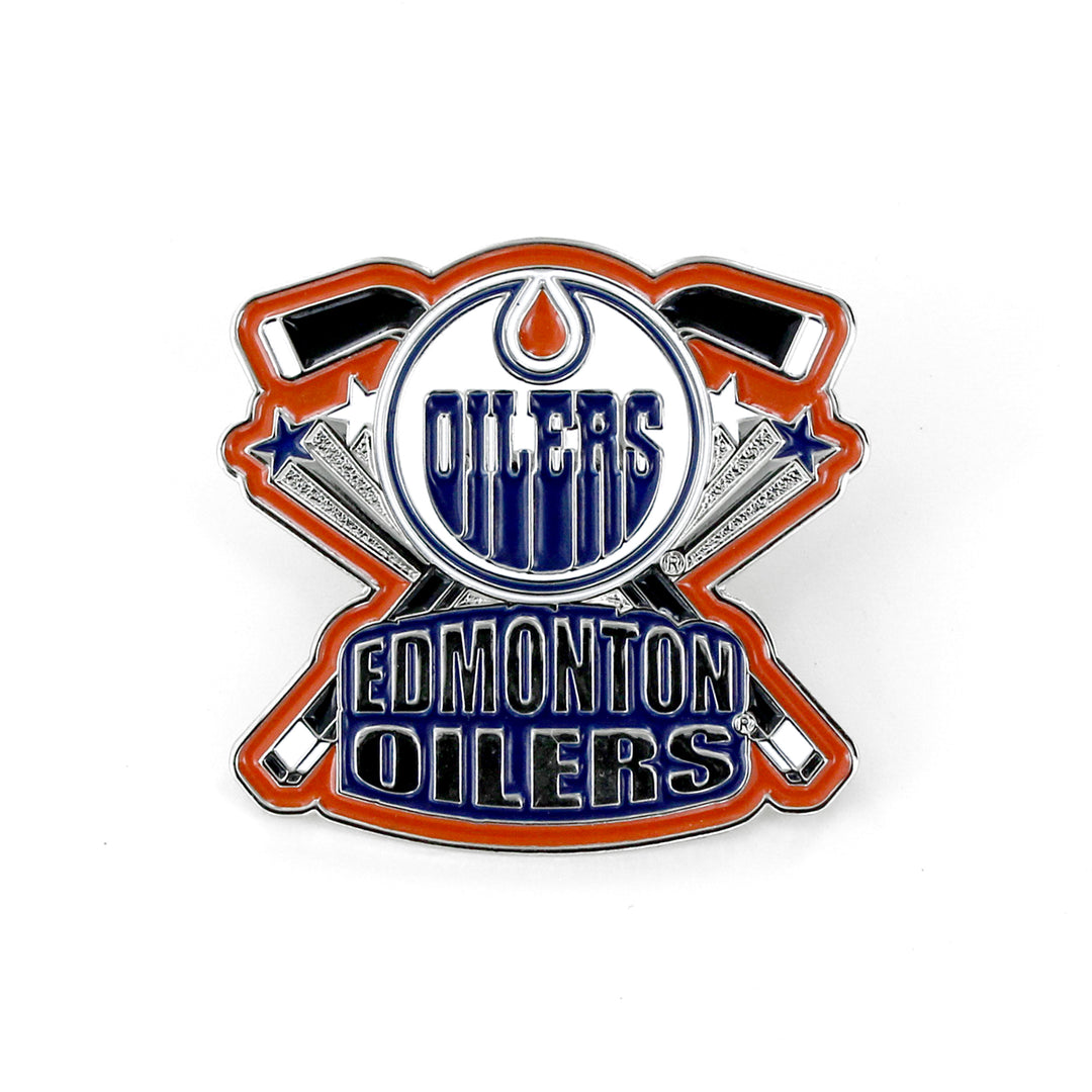 Edmonton Oilers Crossed Stick & Stars Lapel Pin