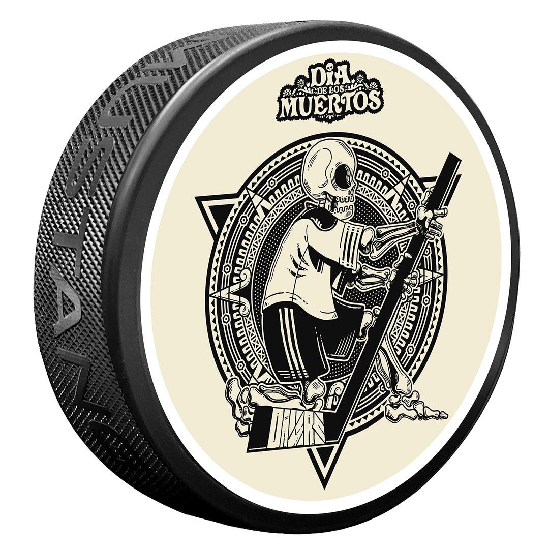 Edmonton Oilers Dia de los Muertos (Day of the Dead) Skeleton Logo Textured Puck