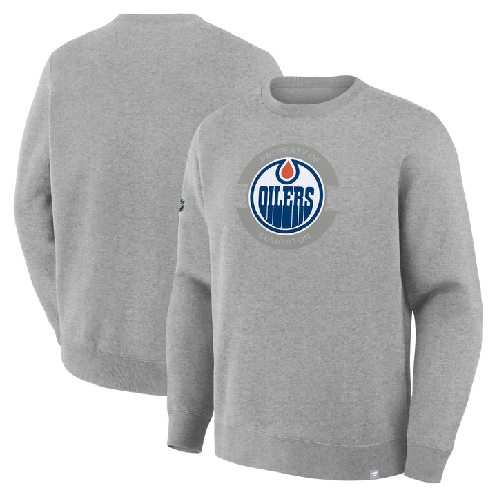 Edmonton Oilers Fanatics Cotton Fleece Grey Crewneck Sweatshirt