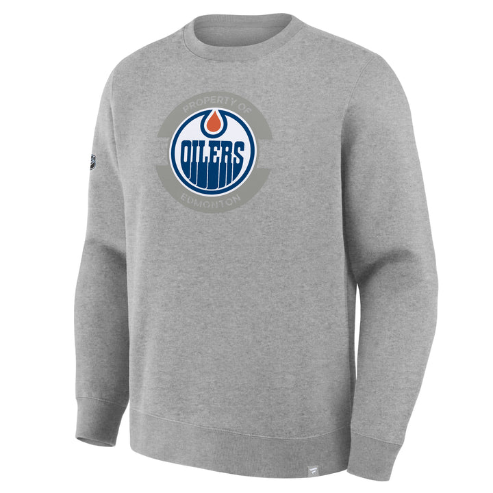 Edmonton Oilers Fanatics Cotton Fleece Grey Crewneck Sweatshirt