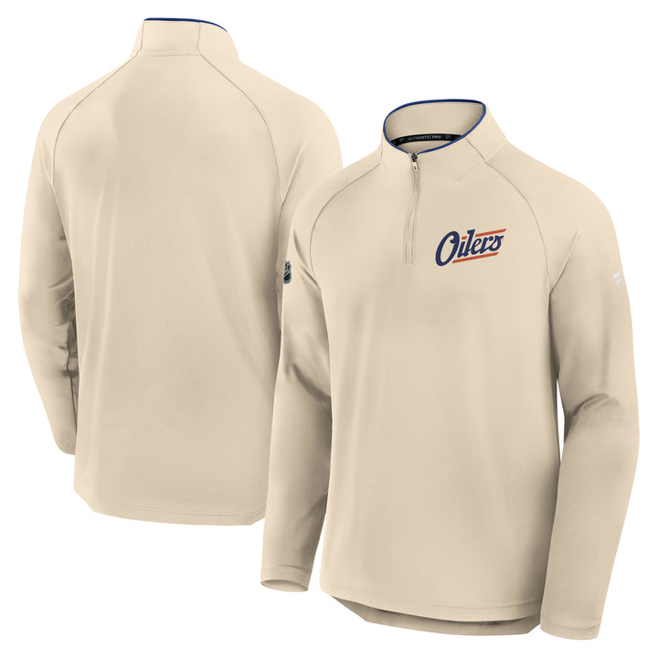 Edmonton Oilers Fanatics Authentic Pro Cream Alternate Half-Zip Sweatshirt
