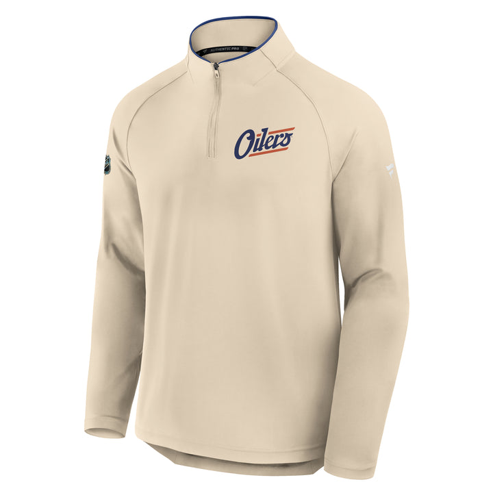 Edmonton Oilers Fanatics Authentic Pro Cream Alternate Half-Zip Sweatshirt