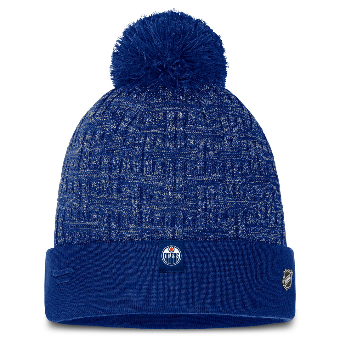 Edmonton Oilers Women's Fanatics Authentic Pro Road Blue Faux Fur Cuffed Toque W/ Pom