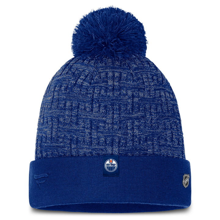 Edmonton Oilers Women's Fanatics Authentic Pro Road Blue Faux Fur Cuffed Toque W/ Pom