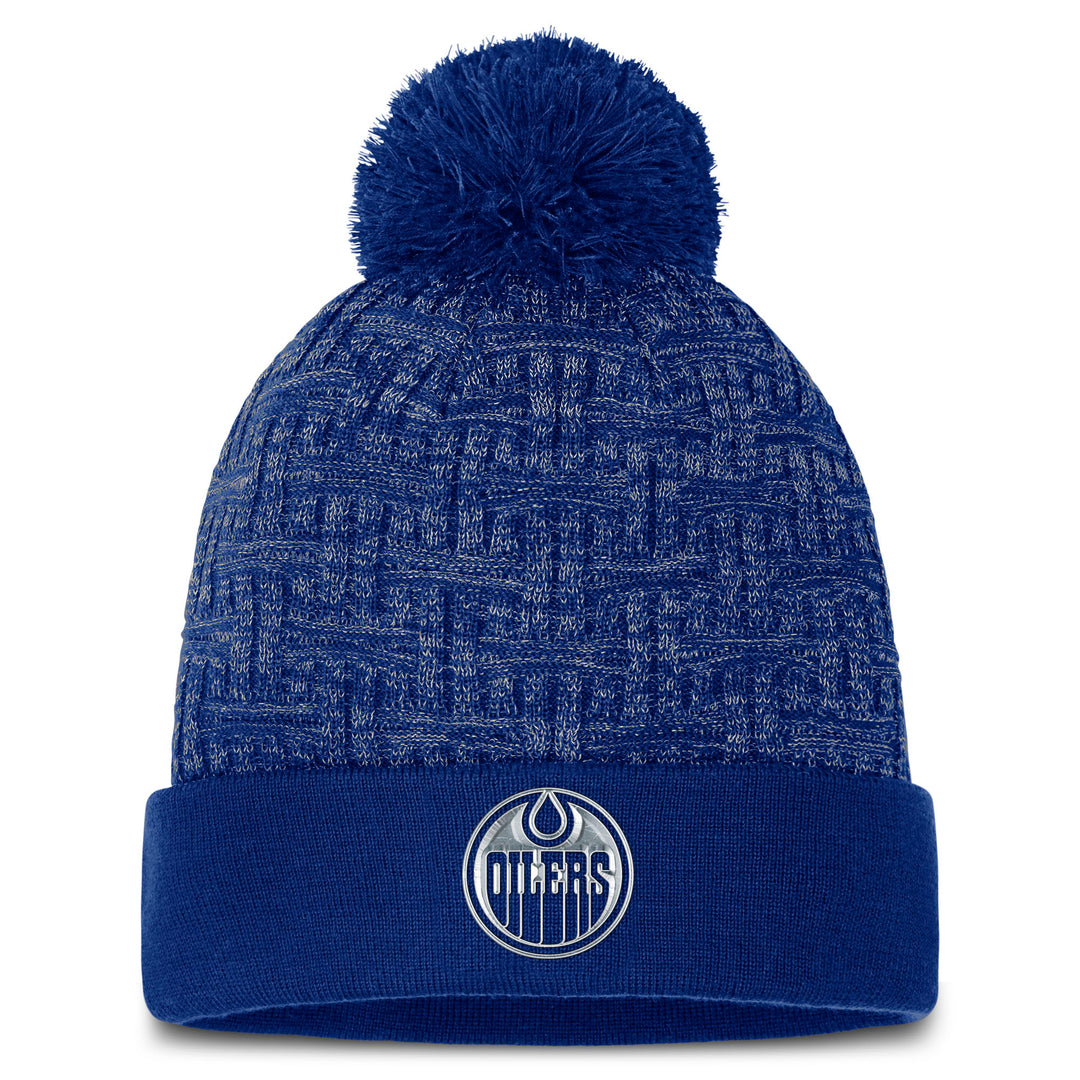 Edmonton Oilers Women's Fanatics Authentic Pro Road Blue Faux Fur Cuffed Toque W/ Pom