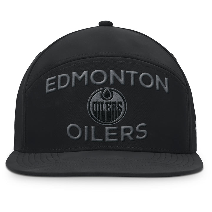Edmonton Oilers Fanatics Black 2025-26 Authentic Pro Road 6 Horizon Snapback Hat