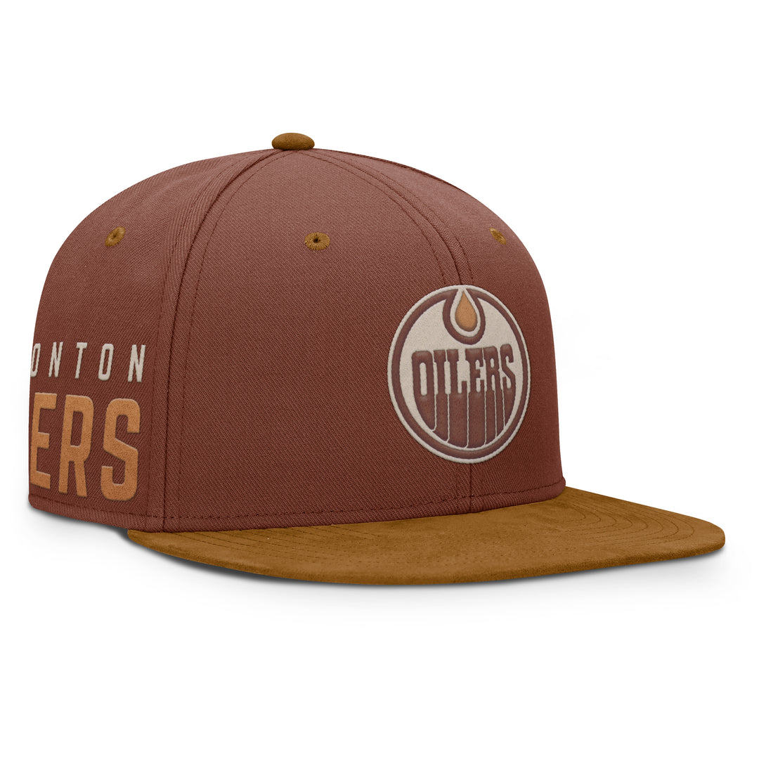 Edmonton Oilers Fanatics Brown High Crown Flat Brim Snapback Hat