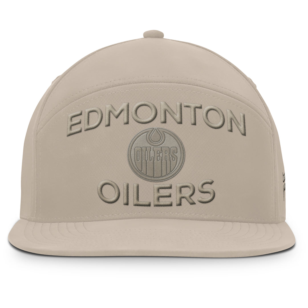 Edmonton Oilers Fanatics Cream 2025-26 Authentic Pro Road 6 Horizon Snapback Hat