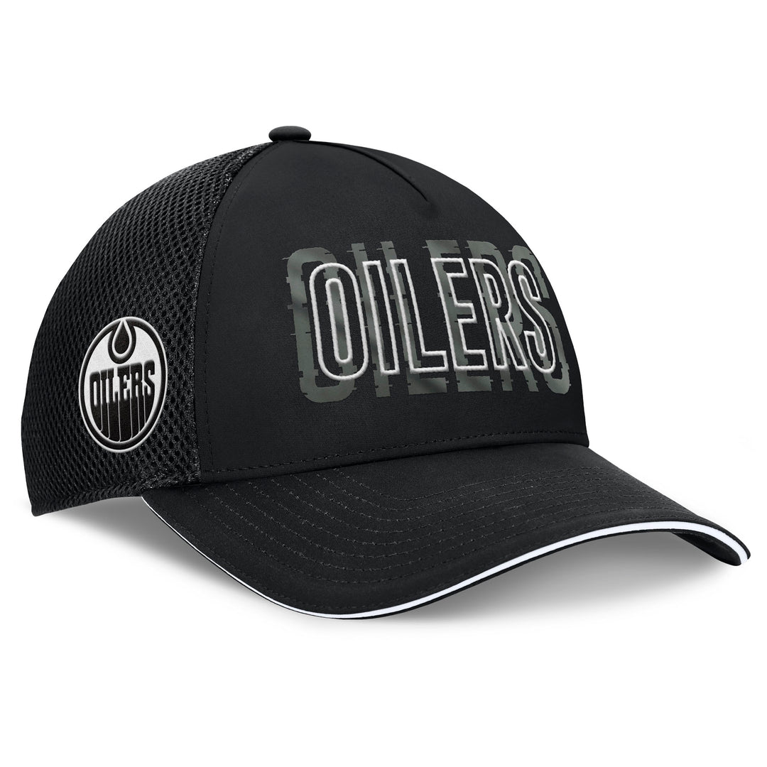 Edmonton Oilers Fanatics Fundamental Deke Black Flex Fit Hat