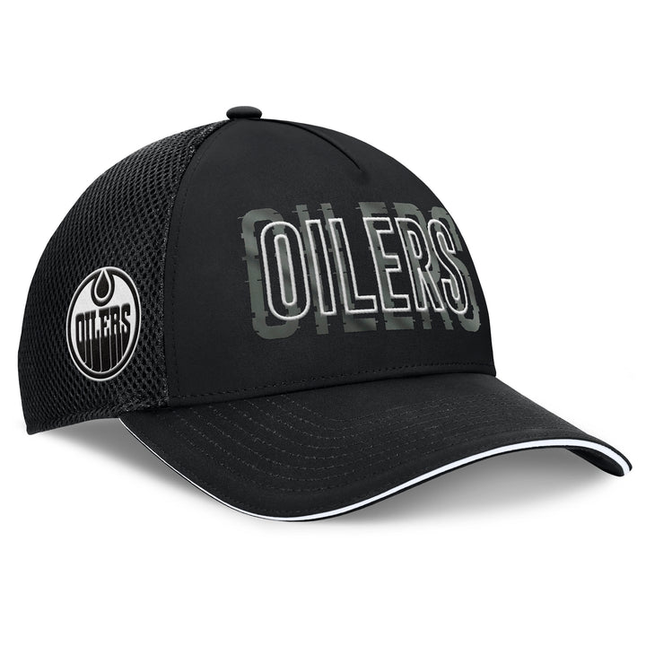 Edmonton Oilers Fanatics Fundamental Deke Black Flex Fit Hat