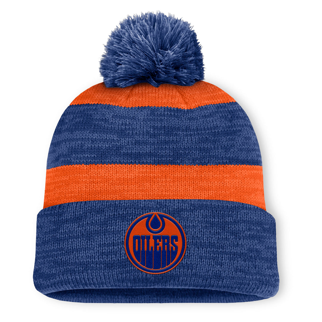 Edmonton Oilers Fanatics Fundamental Red Line Blue Cuffed Toque w/ Pom
