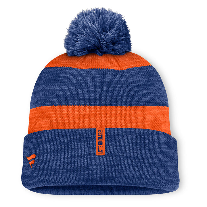 Edmonton Oilers Fanatics Fundamental Red Line Blue Cuffed Toque w/ Pom