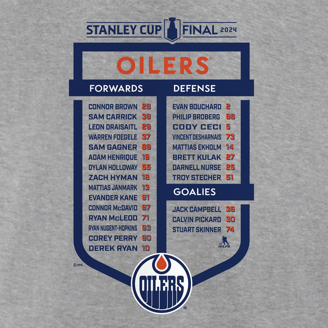 Edmonton Oilers 2024 Stanley Cup Playoffs Fanatics Stanley Cup Final Roster T-Shirt