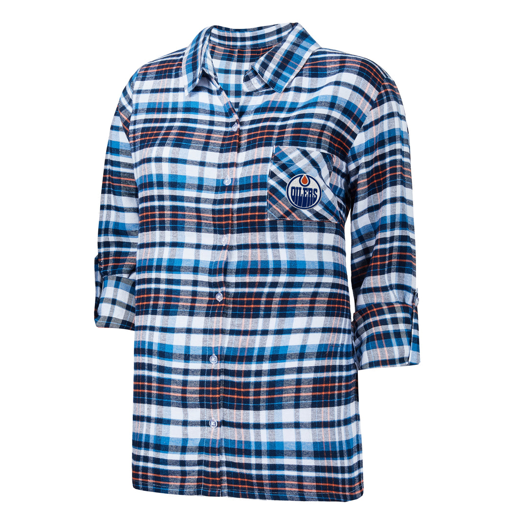 Edmonton Oilers Women's Mainstay Plaid Flannel Nightshirt